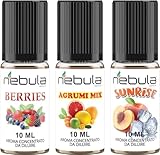 NEBULA | kit 3 Aromi FRUTTATI - BERRIES, AGRUMI MIX, SUNRISE - 3x10ml MADE IN ITALY