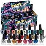 Beauty4Britain Galaxy Nails, 24 x Smalti Glitter Set, 24 Colori Diversi, 5 ml, Scatola Espositore