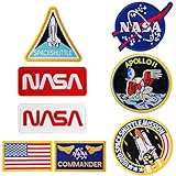 Set di 8 toppe con bandiera americana, logo NASA, 100° Space Shuttle Mission, toppa ricamata per abbigliamento, fai da te, badge personalizzate