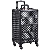 Yaheetech Beauty Case da Viaggio Rigido Valigetta Make Up Trucchi Estetista  Professionale Nera 34,7 x 22,2 x 25 cm