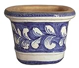 VASO QUADRO PER PIANTE IN CERAMICA DI VIETRI DIPINTO A MANO BLU E BIANCO; LUNGHEZZA CM. 25, LARGHEZZA CM. 25, ALTEZZA CM. 20 VASO TERRACOTTA GIARDINAGGIO