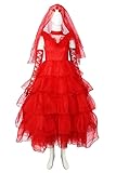 Deboyar Costume da fantasma da donna, rosso, abito da sposa, cosplay, Halloween, Lydia, Large