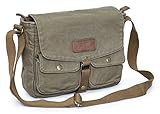 Gootium 30624 Borsa a tracolla da uomo in tela vintage, Verde militare, 28 cm, Borsa Messenger