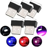 Luce USB Auto, 5 pezzi Auto Interno Atmosfera Luce, Luci LED Interno Auto, USB Illuminazione per interni Decorazione per auto (5 colori, rosso/blu/rosa/bianco/blu ghiaccio)