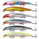 Artificiali Spinning Mare, Esche Artificiali da Pesca, 6 Pezzi Esche da Pesca Bionica, Esche Galleggianti da Pesca con Gancio a Drilling per Pesci Predatori