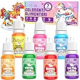 Coloranti Alimentari - Fidton 7 Colorante Alimentare Gel Altamente Concentrati, Set di Colori Alimentari per Amaretti, Colorante Alimentare per Torte, Coloranti Alimentari Gel per Ciambelle - 10 ml