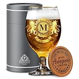 CROWNLY CRYSTAL® Regalo Papa Regalo Per Amica Regalo Collega Regali Anniversario Regalo Casa Nuova Regali Pensione Uomo Regalo Fratello Compleanno Regali Natale Personalizzati Bicchiere Birra (M)