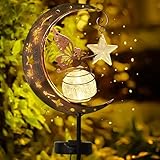 YANGUN Lampada Solare a Forma di Luna da Giardino, Luna lampada Decorativa da Giardino,luci solari lunari in metallo per decorazione del giardino Per Patio, Cortile, Casa, Matrimonio, Festa