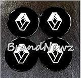 Set di 4 coprimozzi adesivi per coprimozzo con logo Renault, colore nero cromato, 55 mm