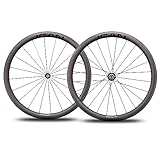 ICAN Alpha 40 Pro 1421g Ruote da corsa in carbonio - per copertoncino con cerchio TLR (tubeless ready) - profilo 40mm - Novatec A291SB-SL / F482SB-SL Hub Pillar SA1423 Raggi 20/24 Fori