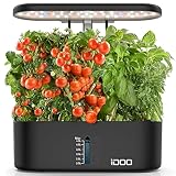 iDOO Sistemi di Coltivazione idroponici, Timer Auto, Lampada LED per Piante, 10 pods Smart Garden Indoor, Set di germinazioni, Regolabile in Altezza, Allarme per Mancanza di Acqua