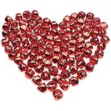 HUASUN Campanelli Natalizi 100pcs 13mm Campanelli Colorati Campanellini Metallo Piccoli per Decorazioni Natalizie,DIY Ghirlande, Collari per Gatti, Creazione di Gioielli, Decorazione di Festa (Rosso)