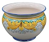 Sicilia Bedda - VASO IN CERAMICA DI CALTAGIRONE - Realizzato e Dipinto a Mano - Altezza 20 CM Diametro 26 CM (Maioliche Sfondo Bianco)