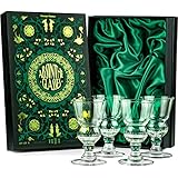 Set di 4 bicchieri da assenzio vintage con stelo corto da 184,3 g, con serbatoio per bolla, per bere fata verde, sambuca, raki, pastis e Ouzo, piccoli bicchieri da vino soffiato