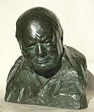 Scultura Winston Churchill Wartime Leader Bronzo resina busto firmato Nemon