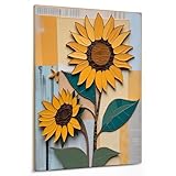 emmena - Quadro Girasoli - Stile Vintage Collage - 18x24 cm