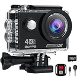 Camlance Action Cam 4K con Scheda SD da 64G, HD 20MP WiFi Videocamera,Fotocamera Sott acqua 40M con Telecomando,170° stabilizzata Telecamera Subacquea, 2 Batterie e Accessori di Montaggio