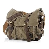 Jonon Borsa messenger vintage da uomo militare in tela per laptop da 13,3-17", verde 1, Size 13.3"