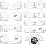 8PCS Guida Righello di T-Shirt,Righello di Allineamento per T-shirt Guida del Righello della Maglietta Righello per L allineamento Della Maglietta,per T-Shirt Pattern Design Abbigliamento(Trasparente)
