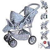 KNORRTOYS.COM 16440 - Passeggino gemellare Milo-Royal Grey, grigio