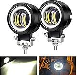 YUGAUNG 3" Coppia Fendinebbia a LED Rotondi da DRL Angel Eyes 6000K 80W 8000lm 10-80V DC Led Project White SUV Motorcycles IP68 Staffe Montaggio Regolabili Impermeabili Regolabili.