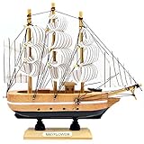 Fahibin Decorazione Modello Barca a Vela in Legno, 15.5 * 16cm, Barca a Vela Modello Decorazione, Nave Nautica Decorazione per Ufficio Casa Desktop