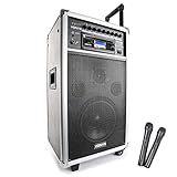 vonyx, ST-100 MK2, Impianto stereo portatile PA, per la riproduzione musicale ad es. da notebook, Bluetooth (250 W di potenza, lettore CD, USB, SD, MP3, 2 microfoni)