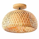 Schindora Luce a soffitto di bambù, Lampada A Soffitto Boho Rattan Fatta A Mano, Lampadari A Soffitto In Stile Country Retrò, Lampade Per La Fattoria Per Corridoio Del Corridoio