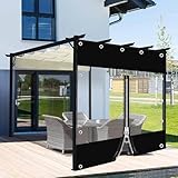 Pannelli Laterali Teloni Pergola Neri Trasparenti Con Cerniera,Tende Telone Trasparente Esterni Impermeabili,Tende Divisorie Gazebo,Telo Di Copertura in Pvc Con Occhielli,W×H-3.6×2m(11.8*6.6ft)