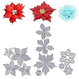 MEJOSER 3 Set Fustelle Natalizie Poinsettia Cutting Dies Crafting Fiori Natale Taglio Muore Fustellatrice Fai da Te per Scrapbooking Album Mestiere Biglietti d’invito Goffratura