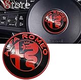 Logo per Volante Sterzo FREGIO Stemma Compatibile Per Alfa Romeo MY 2016 Rosso Nero Logo 40mm Giulietta, Mito, 147, 159, 156, 4c, Brera