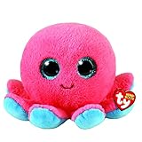 Ty - Beanie Boo s - Peluche Sheldon la Piovra, Pupazzo Polipo, Occhioni Glitter, 15 cm - TY36390, Rosa Corallo E Azzurro