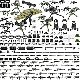 BrickBounty 130 pz Pistole-Armi-Pacchetti Giocattolo per Blocco di Costruzione di Grandi Marche, Set di Equipaggiamento per Bricks-Soldier Minifigure WW2 Basi Militari SWAT Rangers MUNIZIONI.