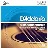 D Addario A-Guit.Strings EJ16-3D 12-53 Phosphor Bronze 3 Sets - Corde per chitarra acustica
