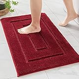 MIULEE Tappetino da Bagno 1 Pezzo Tappeto Bagno Antiscivolo in Microfibra Assorbimento dell acqua Morbido per Porte d ingresso Corridoio Doccia Soggiorno Vasca 50x80 CM Rosso