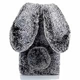 Tivenfezk Nadoli Custodia per Samsung Galaxy S24,Inverno Orecchio di Coniglio Faux Bunny Fur Morbido Carina Soffice Peloso Indietro Astuccio Caso Cover,Buio Grigio