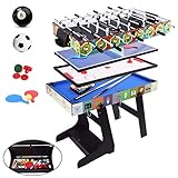 OYE Gioco da tavolo pieghevole multiradio 4FT – calcio balilla (calciatore da tavolo)/ping-pong, hockey ad aria, biliardo, MDF, 124 x 82 x 61 cm (tavolo da gioco 4 in 1)