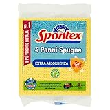 Spontex Panni Spugna in Cellulosa, assorbenza, spugna biodegradabile, 4 pezzi