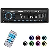 Autoradio Bluetooth 5.0 Vivavoce FM/AM, Avylet Radio Stereo 1 DIN, Supporta Basso Profondo/Luce a 7 colori/Chiamata a mani libere/AUX-IN/CARD/Chiavetta USB, Telecomando, 60W X 4, Ricarica rapida