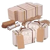 Naiocase 50pz Scatoline Portaconfetti Bomboniere Le valigie Scatole Comunione Matrimonio Cresima Carta Regalo Bambini con Corda Iuta Decorazione Confetti per Festa Battesimo Nascita