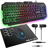 The G-Lab Combo Helium - Bundle per Gaming 4 in 1 - Tastiera Gamer Italiana Retroilluminata, Mouse Gaming 3200 DPI, Cuffie Auricolari, Tappetino Mouse Antiscivolo - PC Mac PS4 PS5 Xbox One Gamer Pack