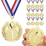 GeeRic 12pz Medaglie d oro Medaglie per Bambini/Studenti/Giocatore/Atleta Medaglie in Metallo con Nastro Collo Vincitore di Medaglie per Concorso/Sport/Festa Decorazione