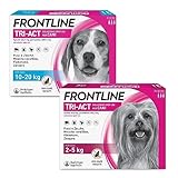 Frontline Triact, 3 Pipette, Cane XS (2-5Kg), Antiparassitario per Cani e Cuccioli di Lunga Durata & Triact, 3 Pipette, Cane M (10-20Kg), Antiparassitario per Cani e Cuccioli di Lunga Durata