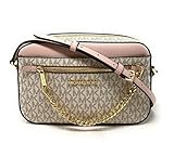 Michael Kors Jet Set East West Chain Crossbody Vanilla MK Powder Blush Pink Bundled with Card Holder in Ballet