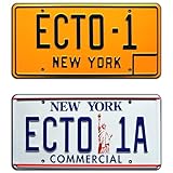 Ghostbusters | ECTO-1 + ECTO-1A | Metal Stamped License Plates