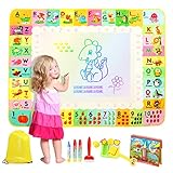 eisaro Tappeto Gioco Bambini 120x90cm,Tappeto Magico Bambini con Libro di Pittura ad Acqua, Gioco Educativi 2-6 anni, 4 Penna Acqua,Riutilizzabili, Perfetto Regalo, Include Una Borsa per Riporlo