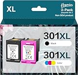 Kogain Rigenerato 301XL Cartuccia d inchiostro Sostituzione per 301 XL Nero e Colore Compatibile per Envy 4500 5530 5532 Deskjet 1000 1010 1510 2050 2540 3050 OfficeJet 2620 2622 4504 4630 5534