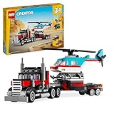 LEGO Creator 3 in 1 Autocarro con Elicottero, Giochi per Bambini e Bambine da 7 Anni, Camion Giocattolo Ricostruibile in Aereo e Cisterna o in Auto da Corsa e SUV, Idea Regalo di Compleanno 31146