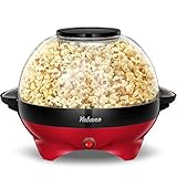 Yabano Macchina Popcorn, 5L Macchina per Pop Corn con Rivestimento con Antiaderente, Staccabile, Impugnature Fredde, 800 W, Senza BPA, Rosso