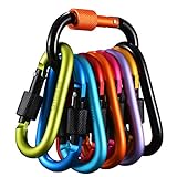 Gimars Upgrade 8cm*10pz Moschettoni con Tappo a Vite Colorati,Moschettoni in lega di Alluminio Froma D Portachiavi Oggetti Moschettone Gancio per Campeggio Pesca Trekking Viaggio